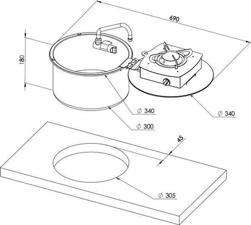 CAN Round Foldable Gas Hob With Sink All In One Space Saving Cooking Station For Vans And Boats – view 2