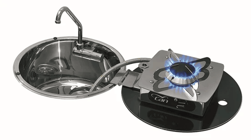 CAN Round Foldable Gas Hob With Sink All In One Space Saving Cooking Station For Vans And Boats – view 1