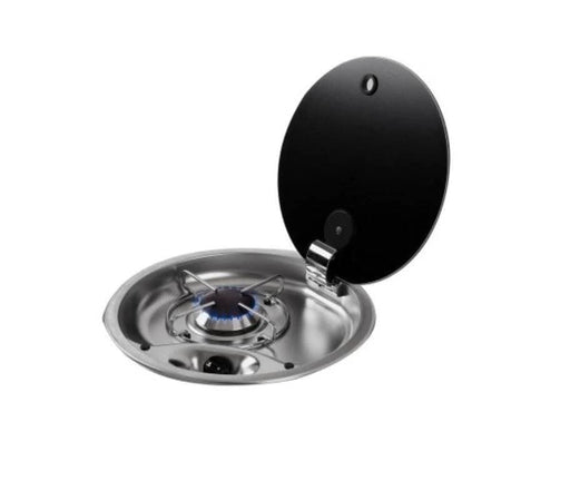 CAN Single Burner Gas Hob With Glass Lid For Caravans And RVs Compact Stainless Steel Kitchen Solution