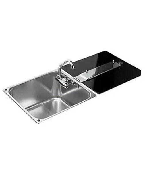 Absolute Marine Compact RV Caravan Sink With Folding Tap And Tempered Glass Lid For Space-Saving Campers – view 1