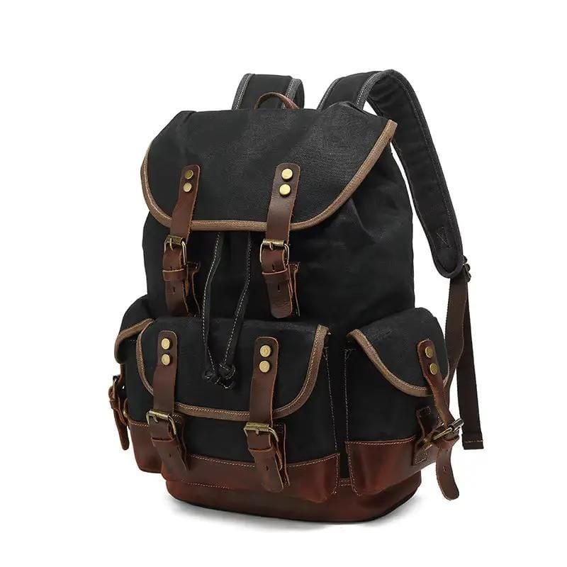 Waxed Canvas Leather Backpack — Retro Heritage Rucksack | Travel & Adventure Pack – view 1
