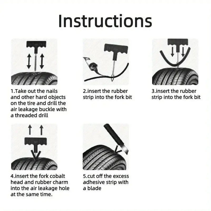 Habicare HBC Car Tyre Repair Kit with Durable Strips & Super Glue Car Tyre Repair Kit with Durable Strips & Super Glue