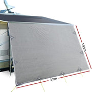Caravan Privacy Screen Roll Out Awning 3.7X1.95M End Wall Side Sun Shade Grey – view 2