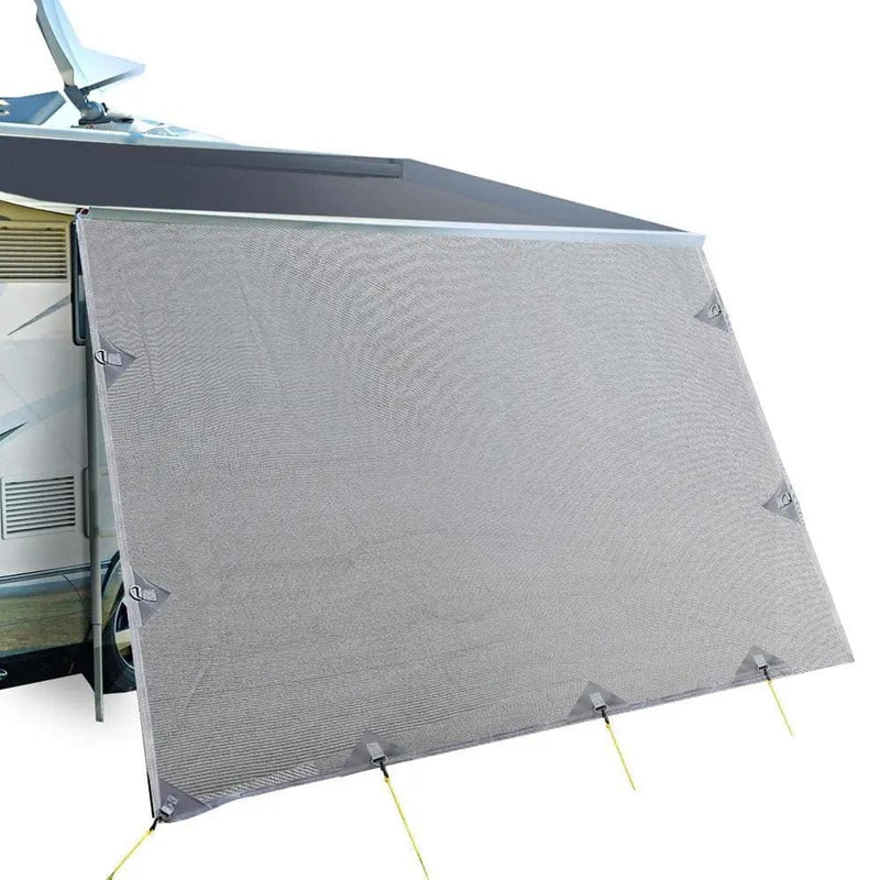 Caravan Privacy Screen Roll Out Awning 3.7X1.95M End Wall Side Sun Shade Grey – view 1