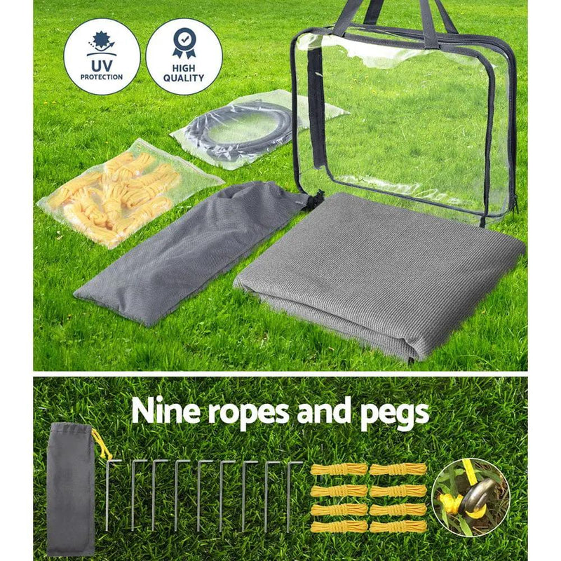 Caravan Privacy Screen Roll Out Awning 3.7X1.95M End Wall Side Sun Shade Grey – view 7