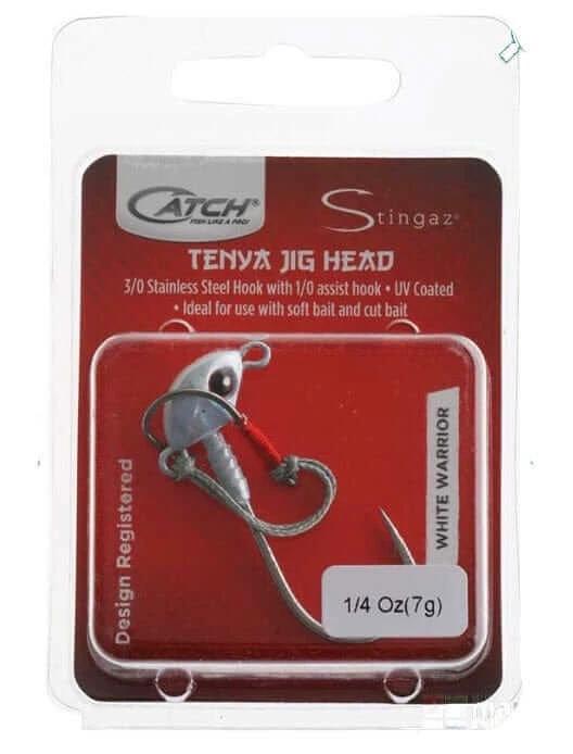 Catch Jig Catch Jig Head w/ Assist Hook White Warrior 1/4oz Catch Jig Head With Assist Hook White Warrior Quarter Ounce