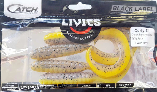 Catch Livies Curly Tail Bait 6in Bananarama Lifelike Angler