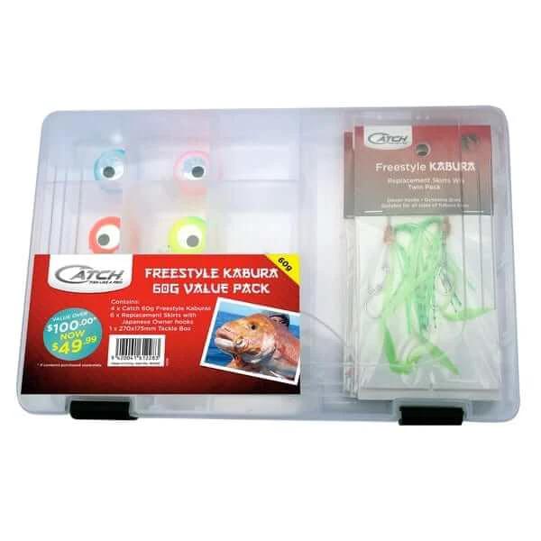 Catch Value Pack Catch 5 x 60g/80g  Kabura Value Pack in tackle box Catch Kabura Value Pack For Beginners Fishing Kit