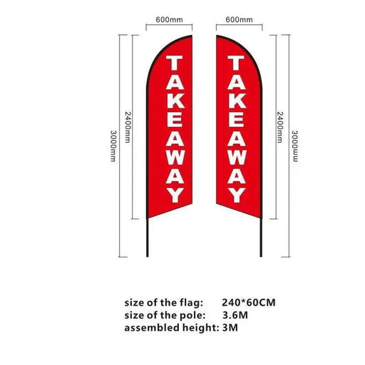 'TAKEAWAY' 3.4m Ground Drill/SET Commercial Feather Banner Flag – view 1