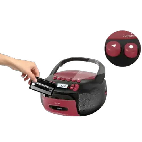 Habicare SS CD Cassette Boombox with Bluetooth & Radio (Red & Black) CD Cassette Boombox with Bluetooth & Radio (Red & Black)