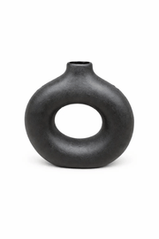 Nest & Stem Homewares Ceramic Vase Frankly Cotton Black Sculptural Donut Vase Frankly Cotton Black Sculptural Donut Vase