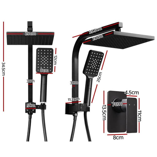 Cefito 8'' Rain Shower Head Set Handheld Square High Pressure Mixer Tap Black – view 2