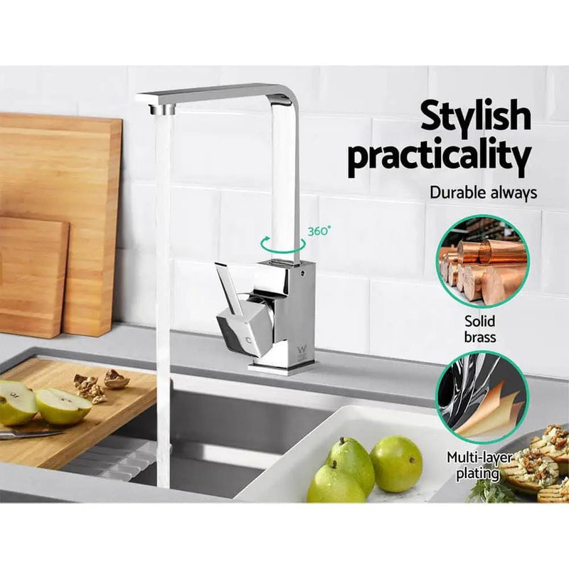 Cefito Kitchen Mixer Tap Mixer Square Sink Faucet Basin Laundry Chrome – view 4