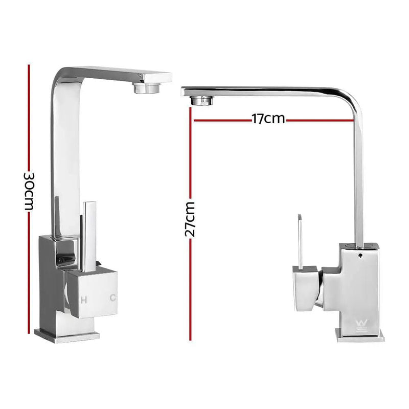 Cefito Kitchen Mixer Tap Mixer Square Sink Faucet Basin Laundry Chrome – view 2