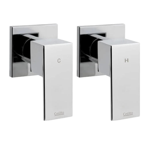 Cefito Shower Twins Tap Wall Bath Taps Brass Hot Cold Basin Bathroom Chrome – view 1
