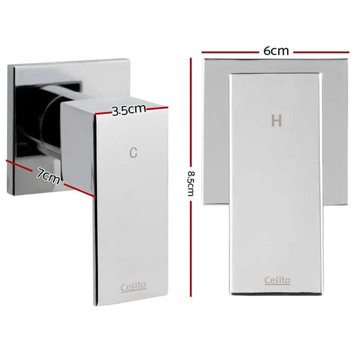 Cefito Shower Twins Tap Wall Bath Taps Brass Hot Cold Basin Bathroom Chrome – view 2