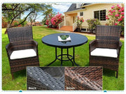 BLACK PE/PVC Rattan Patio Chairs & Round Table 3PC Set – view 3