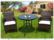 BLACK PE/PVC Rattan Patio Chairs & Round Table 3PC Set – view 2