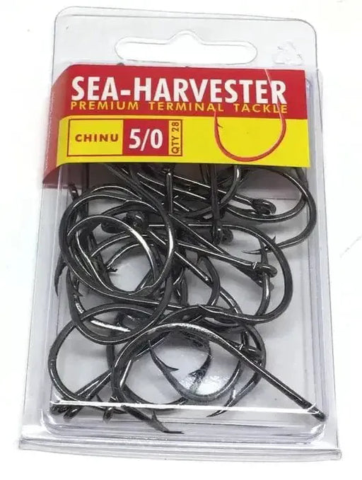 Chinu Hook 5/0 Bulk 28 Pack Self Setting Beak Hooks By Sea Harvester For Live And Dead Bait Anglers