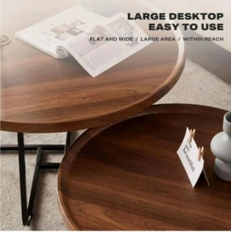 sue-e furniture Coffee Tables Brian Wooden Nested Round Coffee Table Set Brian Wooden Nested Round Coffee Table Set
