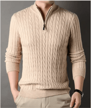 China Dropship Sweater Men's Solid Color Half Zip Thick Sweater Warm Knit Pullover Men's Solid Color Half Zip Thick Knit Sweater