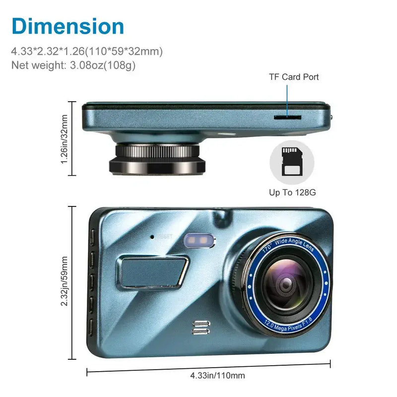 Habicare HBC Dash Cam (Full HD - Front & Rear) Dash Cam (Full HD - Front & Rear)
