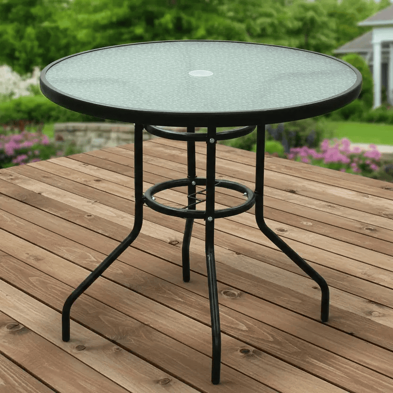 dealonline.co.nz dealonlinenz 80CM Quality Tempered Glass Round Garden Table 80CM Quality Tempered Glass Round Garden Table
