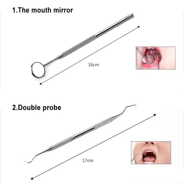 6PCS Dental Hygiene Tools Teeth Cleaning Kits Mirror Scraper Pick Scaler Tweezer – view 8