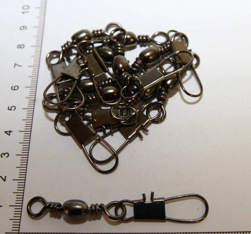 Decoro HOOKS Bulk Barrel Swivel Black 5/0 + Interlock Snap 100pk Decoro Bulk Barrel Swivel Five Zero Interlock Snap 100