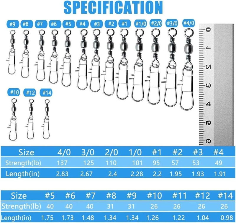 Decoro HOOKS Bulk Barrel Swivel Black 5/0 + Interlock Snap 100pk Decoro Bulk Barrel Swivel Five Zero Interlock Snap 100