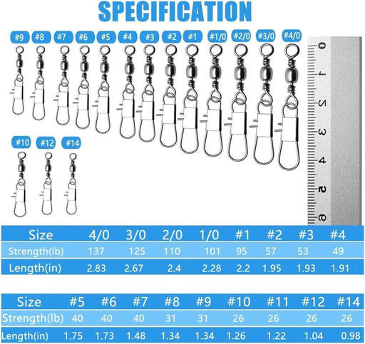 Decoro HOOKS Bulk Barrel Swivel Black 5/0 + Interlock Snap 100pk Decoro Bulk Barrel Swivel Five Zero Interlock Snap 100