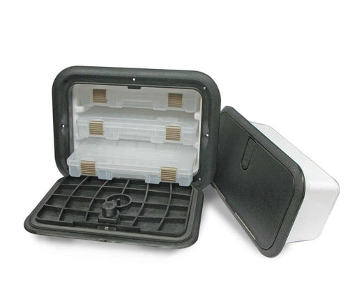 Designer Series Black Tackle Box Locker Watertight Boat Storage With 3 Plano Inserts