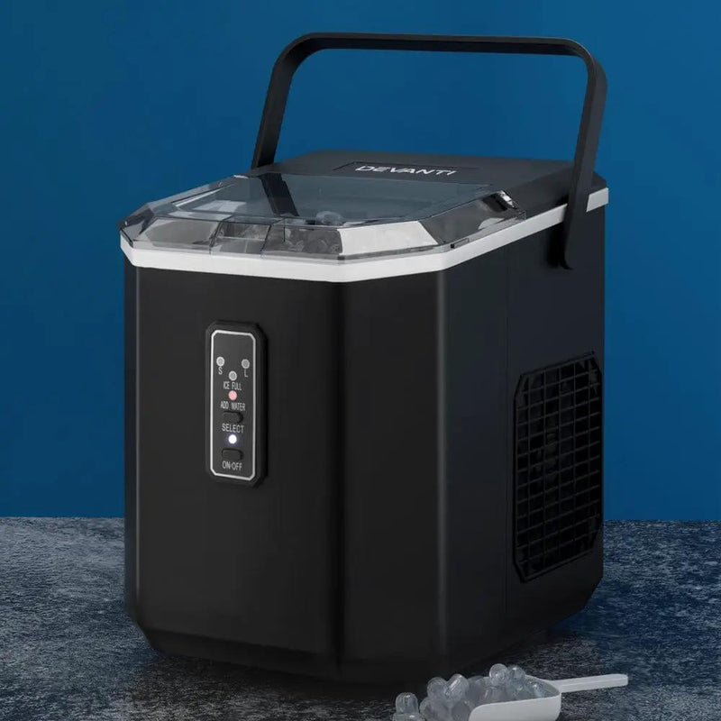 Devanti 12kg Ice Maker Machine 1.3L w/Scoop Holder Black – view 1