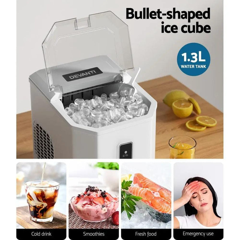 Devanti 12kg Ice Maker Machine Portable Ice Cube Tray Bar Countertop 2L Black – view 4