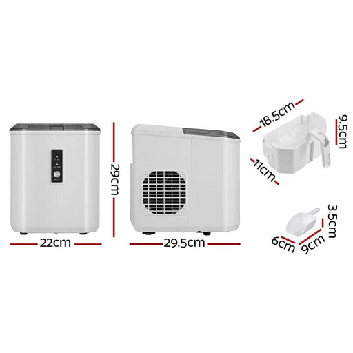 Devanti 12kg Ice Maker Machine Portable Ice Cube Tray Bar Countertop 2L Black – view 2