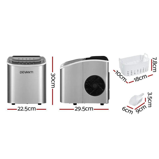 Devanti 12kg Ice Maker Machine w/Self Cleaning Silver – view 2