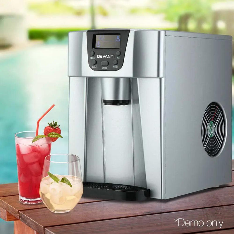 Devanti 2L Portable Ice Cuber Maker & Water Dispenser - Silver – view 7