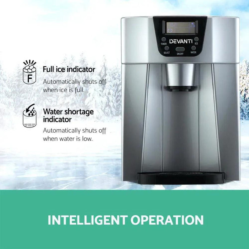 Devanti 2L Portable Ice Cuber Maker & Water Dispenser - Silver – view 5