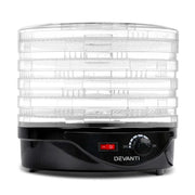 Devanti 5 Trays Food Dehydrator Fruit Dehydrators Pet Beef Jerky Dryer Black – view 1