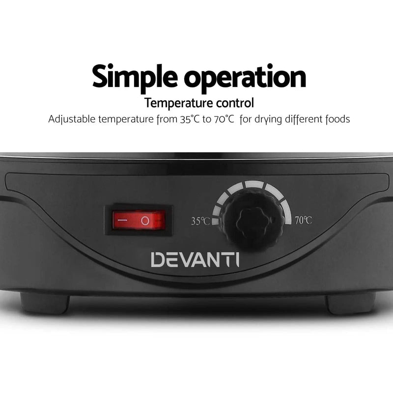 Devanti 5 Trays Food Dehydrator Fruit Dehydrators Pet Beef Jerky Dryer Black – view 5