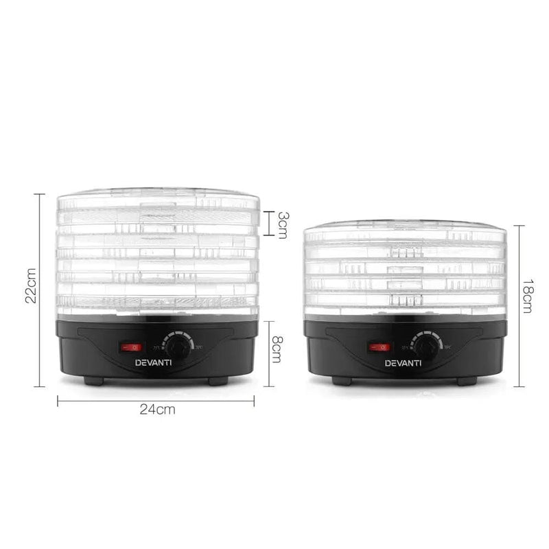 Devanti 5 Trays Food Dehydrator Fruit Dehydrators Pet Beef Jerky Dryer Black – view 2