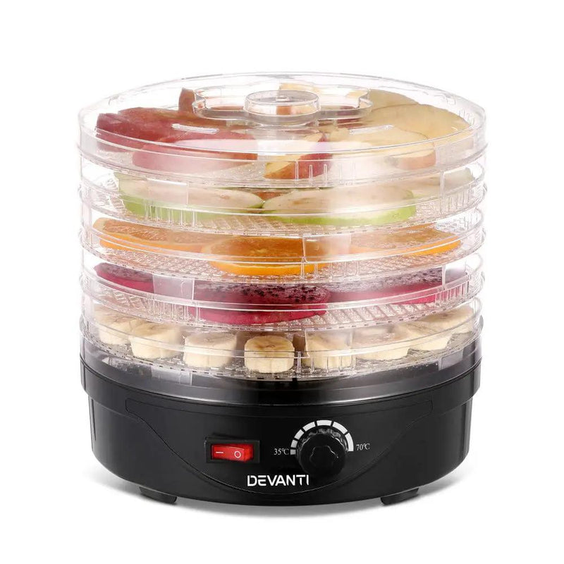 Devanti 5 Trays Food Dehydrator Fruit Dehydrators Pet Beef Jerky Dryer Black – view 3