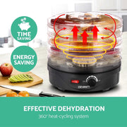 Devanti 5 Trays Food Dehydrator Fruit Dehydrators Pet Beef Jerky Dryer Black – view 4