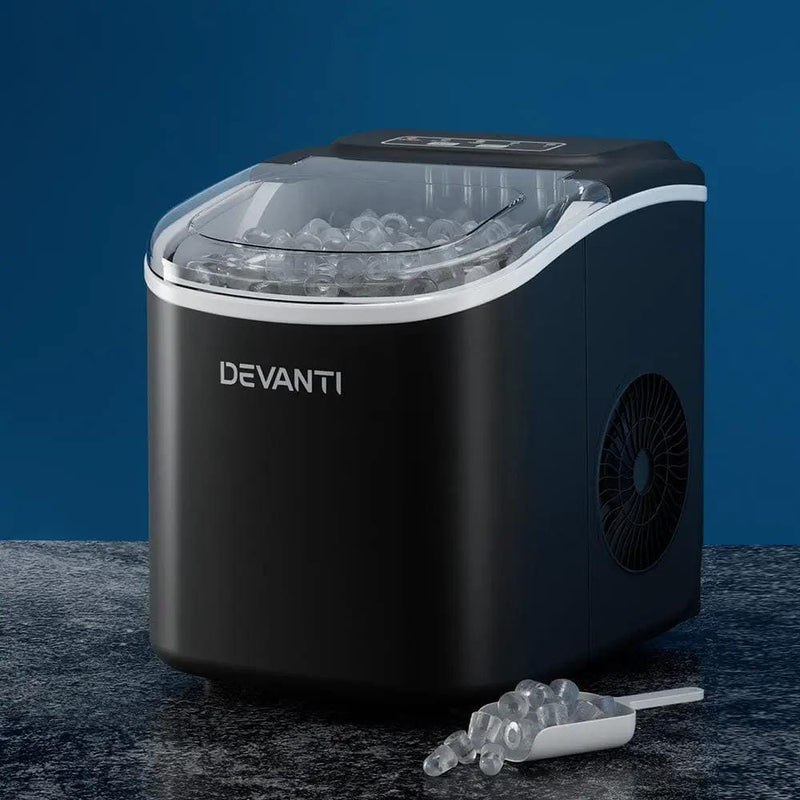 Devanti Portable Ice Maker Machine Ice Cube Tray 12kg Bar Countertop Black – view 1