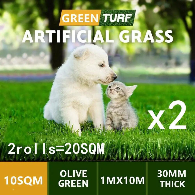 Two Pieces 1X10M Artificial Grass 30MM 20M2 – view 2
