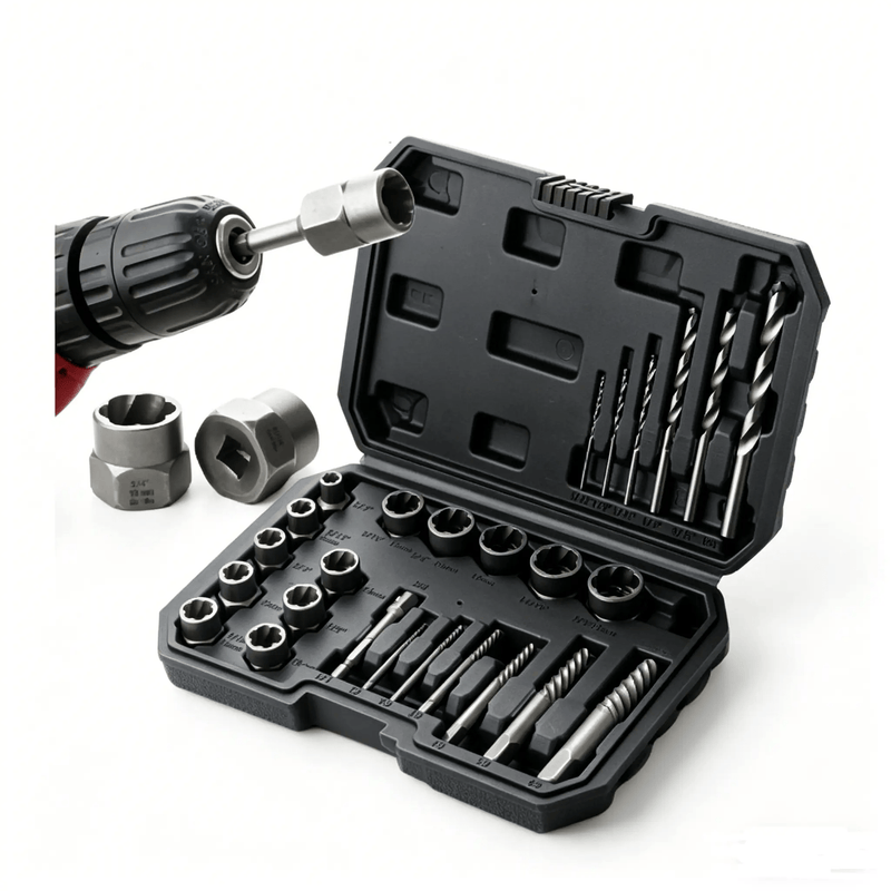 salelink.co.nz Unbranded 26PCS Easy Out Stripped Screw Remover Socket Set Tool 26 Piece Easy Out Screw Extractor Set Kit