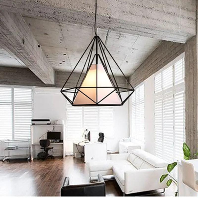Pendant Hanging Light Lampshade Metal Diamond Black – view 3