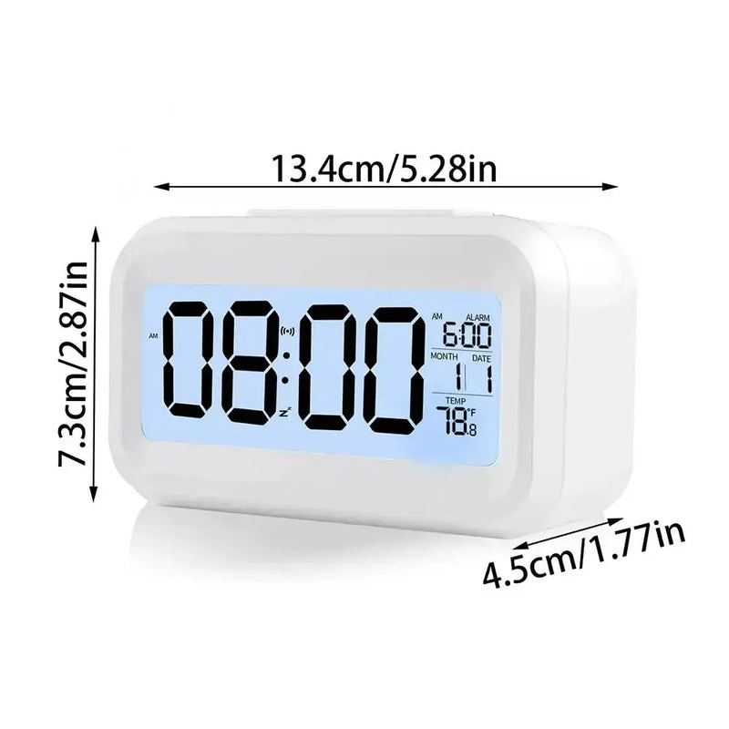 Digital Alarm Clock – Battery Operated with Indoor Temperature & Light Sensor Backlight (3 colors available) – view 11
