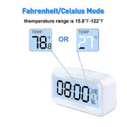 Digital Alarm Clock – Battery Operated with Indoor Temperature & Light Sensor Backlight (3 colors available) – view 5