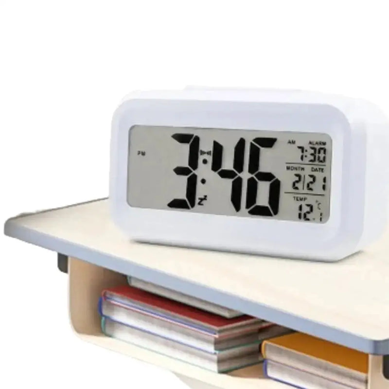 Digital Alarm Clock – Battery Operated with Indoor Temperature & Light Sensor Backlight (3 colors available) – view 3